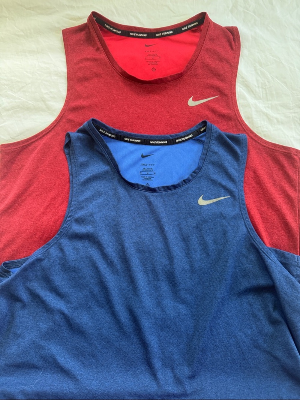 Set of 2, Nike Men’s Running Tank Tops - Blue & Red, size Medium